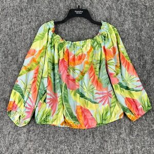 Rachel Roy Size XL Tropical Floral Blouse Cruise Travel Resort Bold Island Vibe